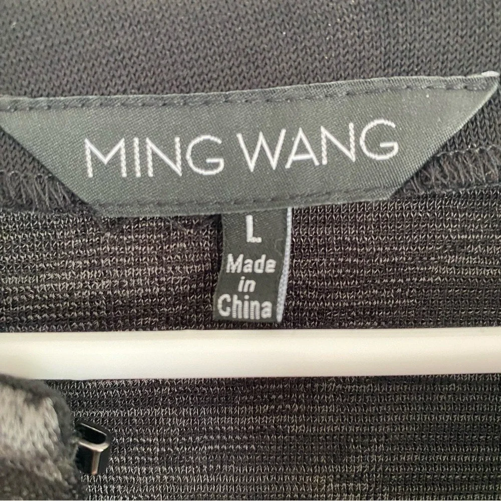Ming Wang Women's Black and Gray Patterned Abstract Blazer Timeless Classic Sz L